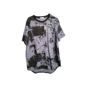 Kuegou XXL Gray Black Round Neck Unisex T Shirt Cotton Spandex